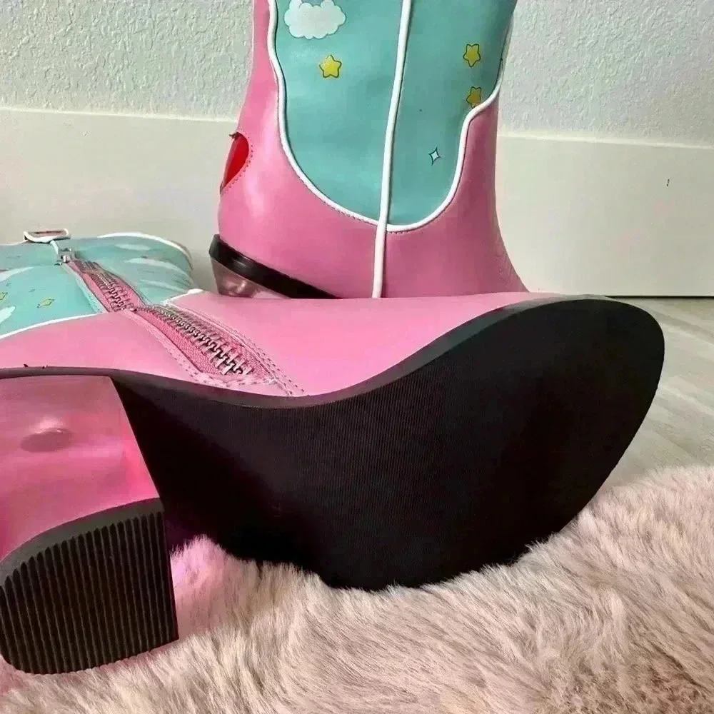 Care Bears X Dolls Kill Cowboy Boots Size 7 - Picture 6 of 9